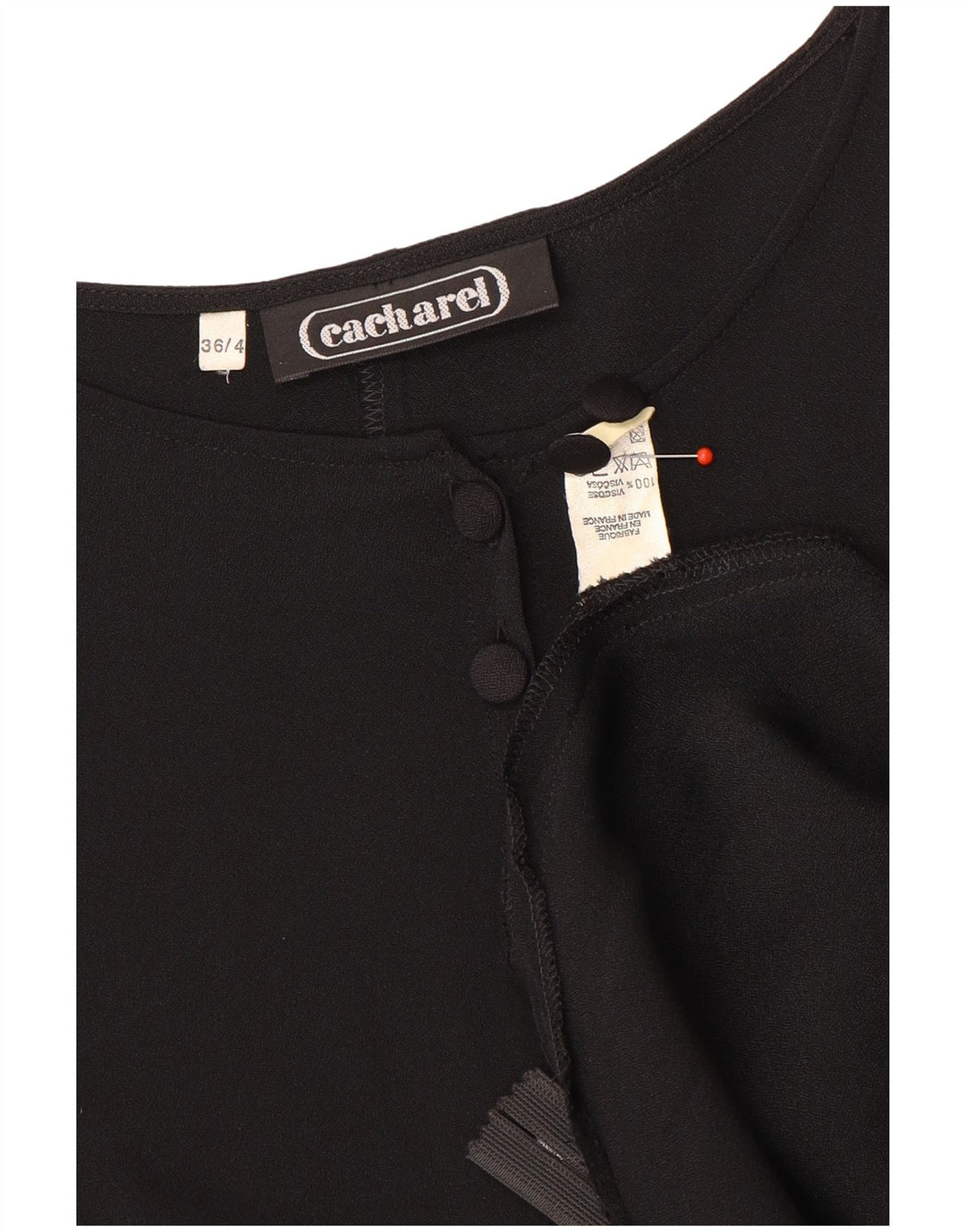 Abito a trapezio a maniche lunghe da donna Cacharel EU 36 piccolo in viscosa nera