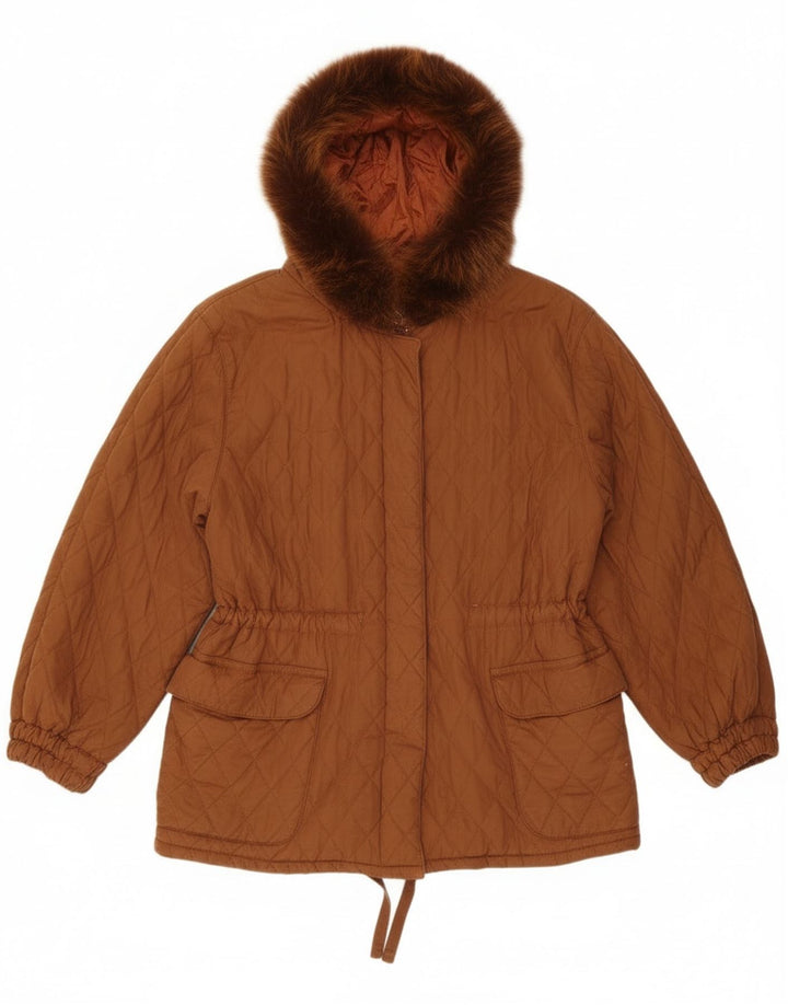 Giacca trapuntata oversize con cappuccio da donna Ileana Zara IT 40 piccola marrone