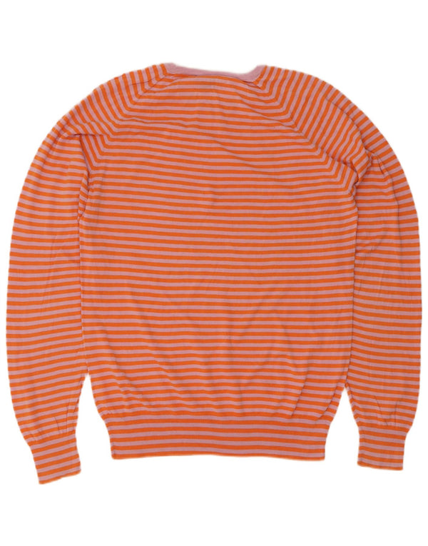 Maglione maglione con scollo a barca da donna Paul Smith UK 14 a righe arancioni medie
