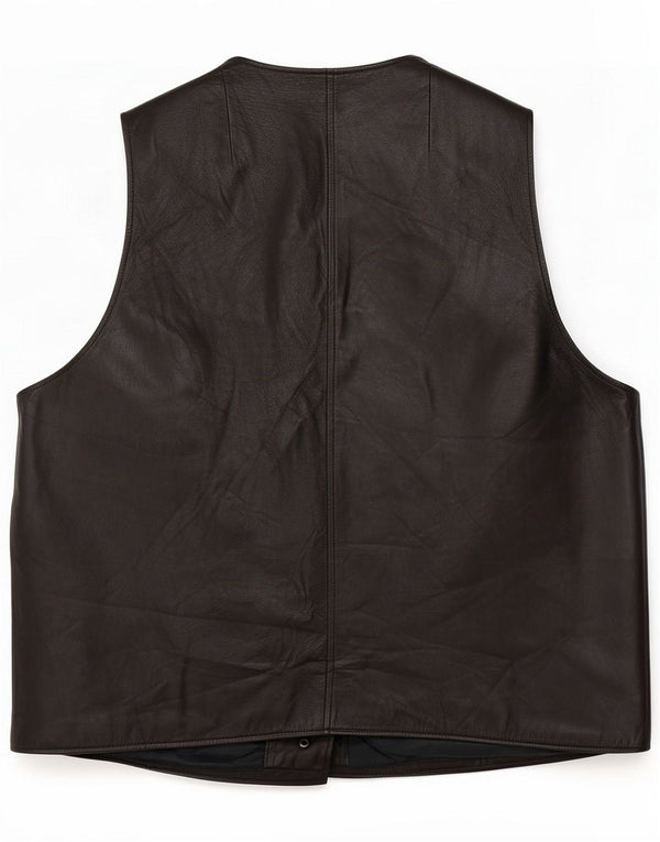 Gilet vintage oversize in pelle da donna UK 14 medio Nero