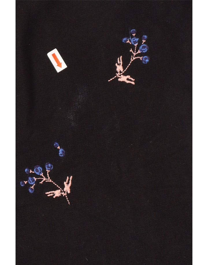 WHISTLES Abito maglione in felpa da donna UK 10 Piccolo cotone floreale nero