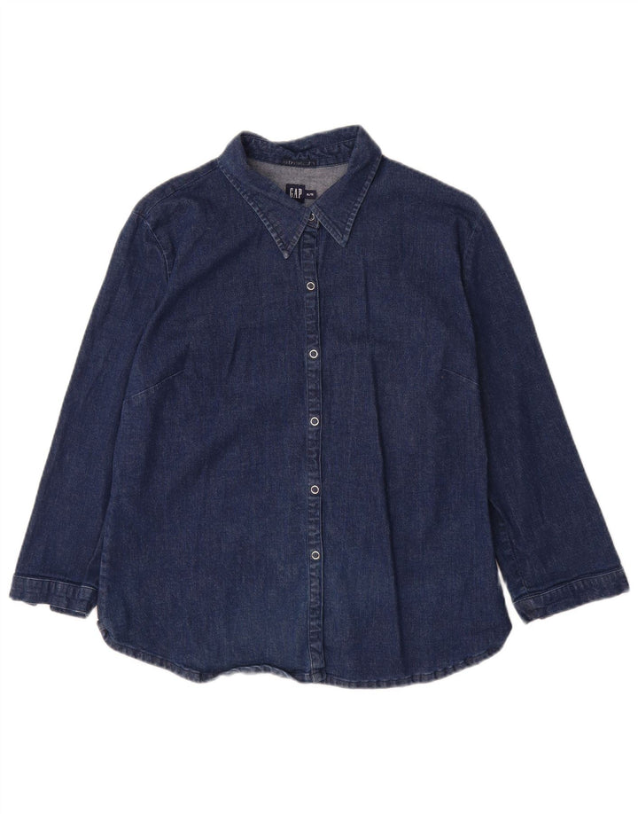 GAP Camicia in denim elasticizzato da donna con maniche a 3/4 UK 18 XL Cotone blu navy