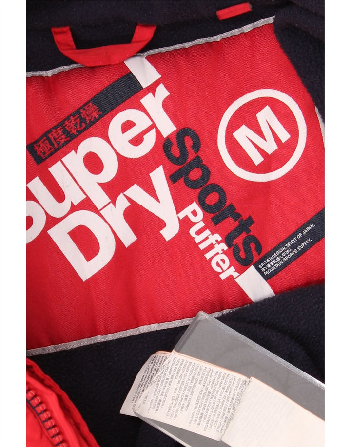Giacca imbottita con cappuccio da donna Superdry UK 14 poliestere rosso medio