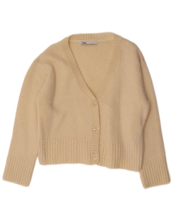Maglione cardigan vestibilità ampia da donna Zara UK 14 lana bianca mediocre