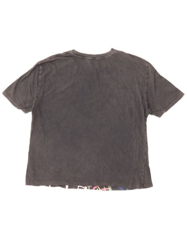 T-shirt grafica oversize da donna Zara UK 10 piccola in cotone grigio