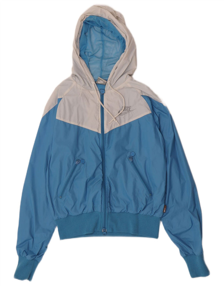 Giacca antipioggia con cappuccio da donna Nike UK 10/12 Nylon color block blu medio