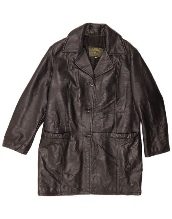 Cappotto in pelle vintage da donna IT 44 medio nero