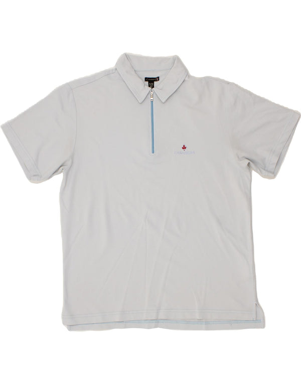 CANADIENS Mens Zip Neck Polo Shirt IT 52 Large Grey Polyamide