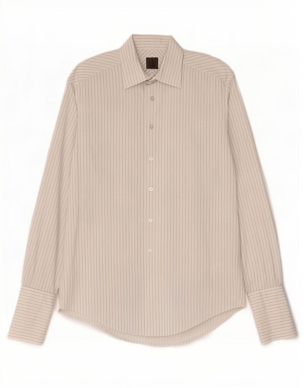 Camicia formale da uomo Calvin Klein taglia 40 15 1/2 cotone gessato bianco medio