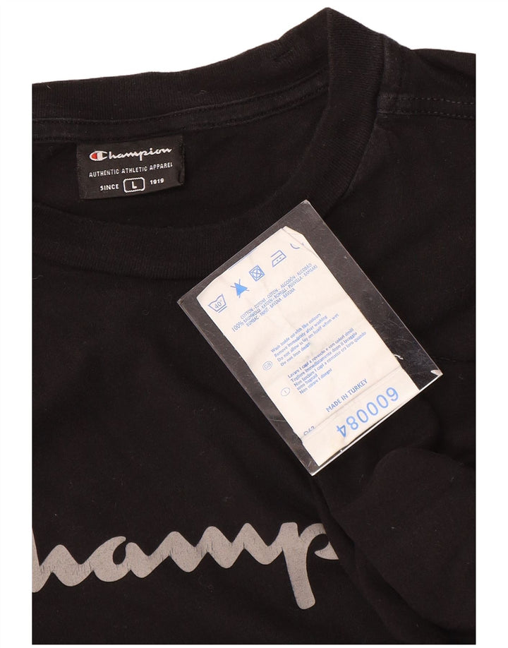 Champion Top grafico da uomo a maniche lunghe in cotone nero grande