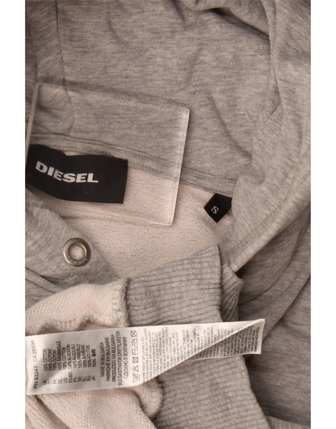 Maglione con cappuccio grafico da uomo Diesel piccolo grigio