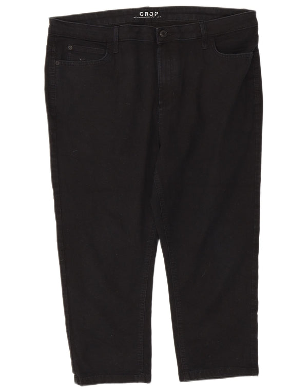 Pantaloni capri dritti da donna Marks & Spencer UK 18 XL W36 L20 neri