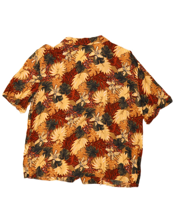 Camicia vintage da donna a maniche corte camicetta UK 14 grande floreale multicolore