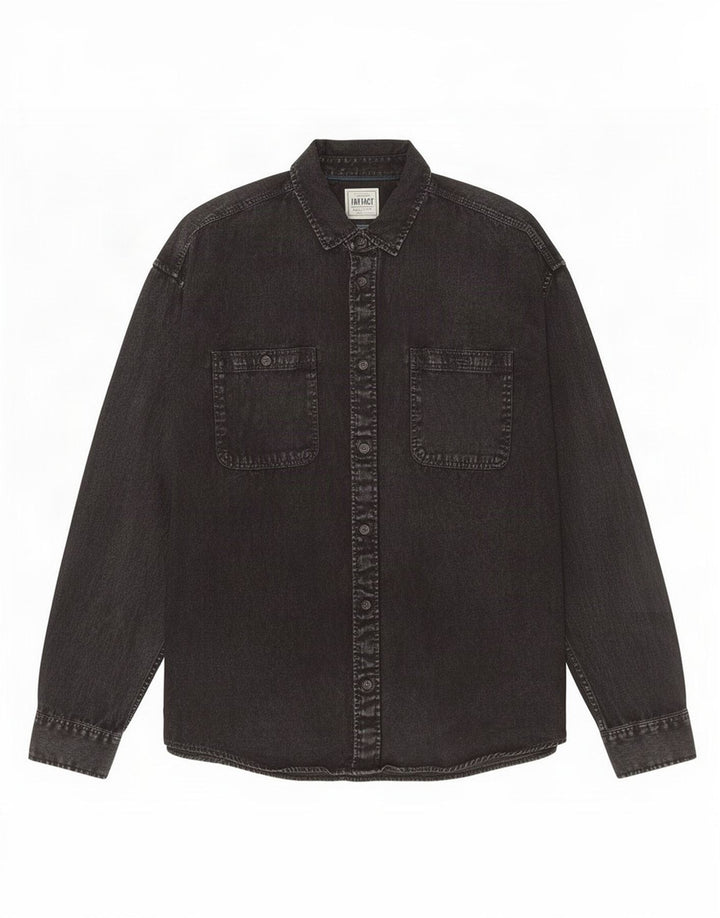Camicia di jeans da uomo Fat Face grande cotone nero