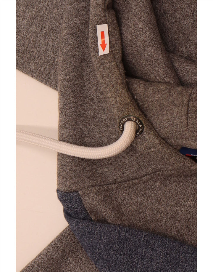 Maglione con cappuccio grafico da uomo Superdry in cotone color block grigio medio