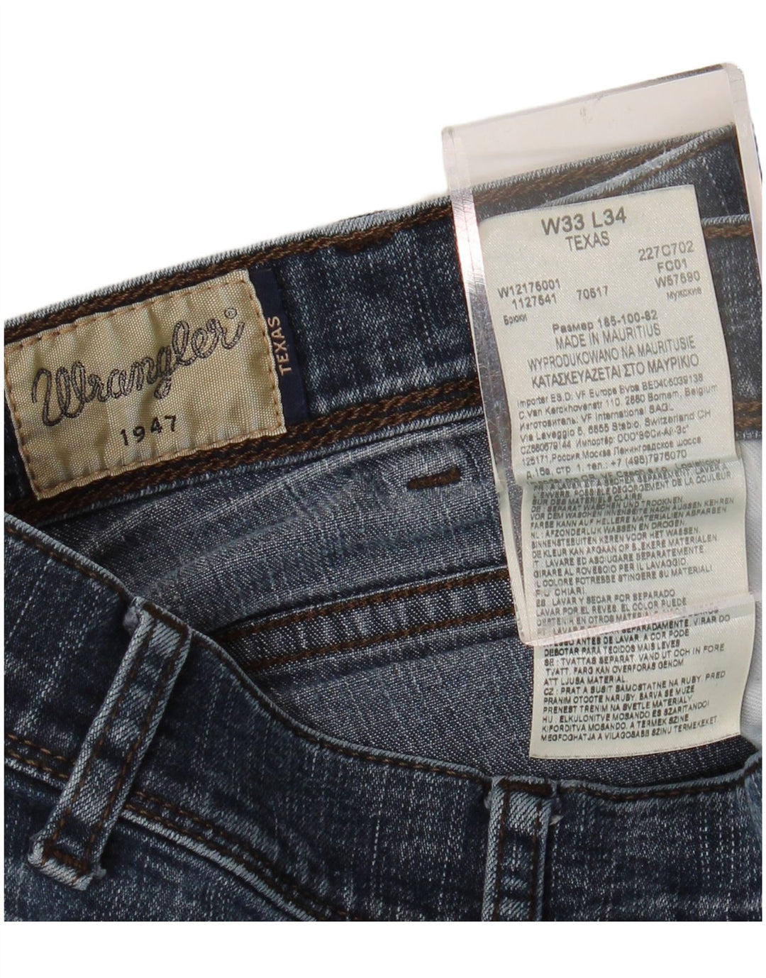 Jeans dritti da uomo Texas WRANGLER W33 L34 blu