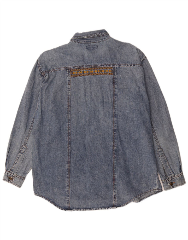 Vintage Mens Denim Shirt Large Blue