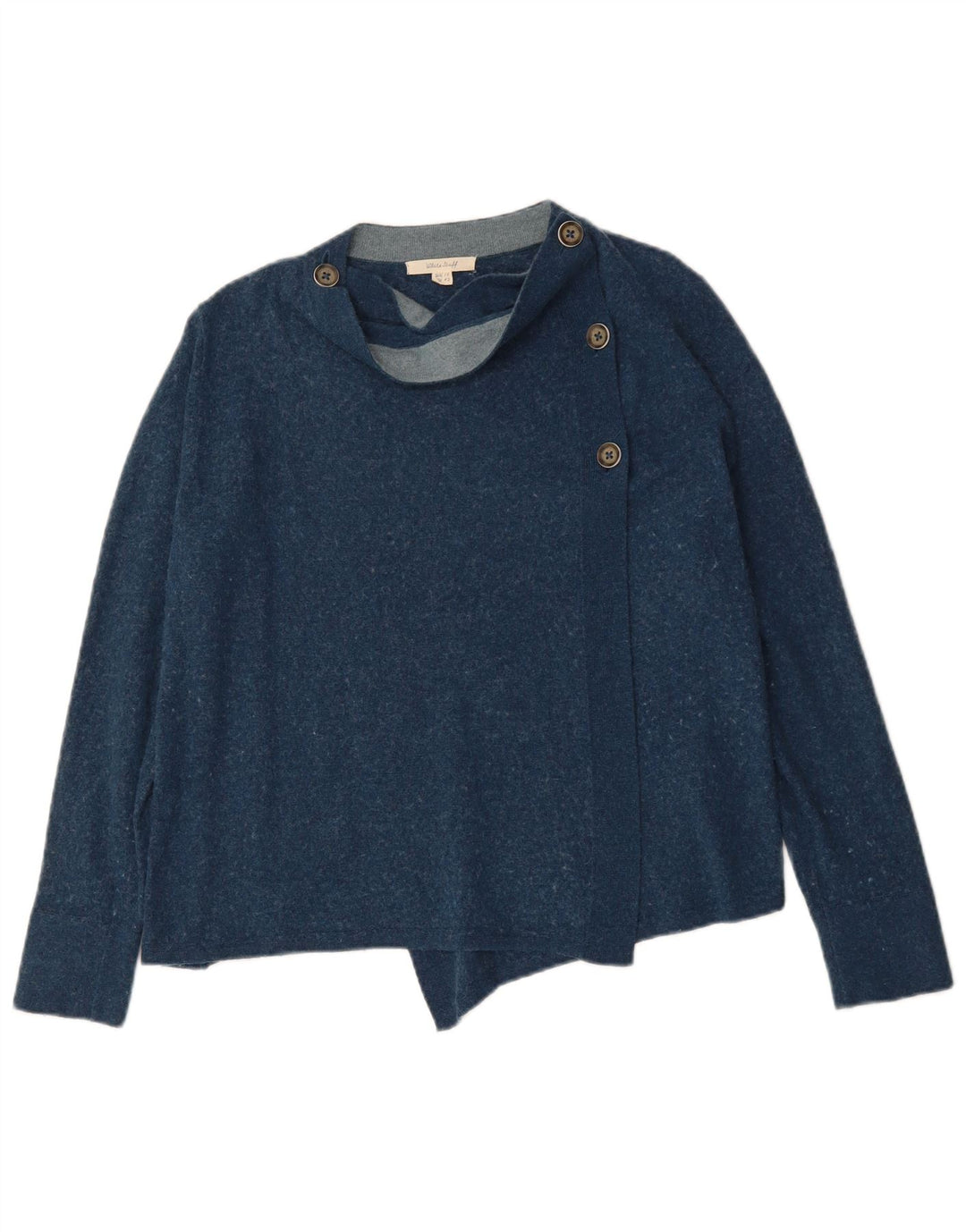 WHITE STUFF Womens Crop Cardigan Sweater UK 14 Large Navy Blue Viscose