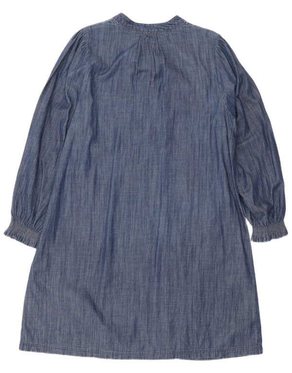 Fat Face Womens Long Sleeve Denim Dress UK 16 Large Blue Cotton