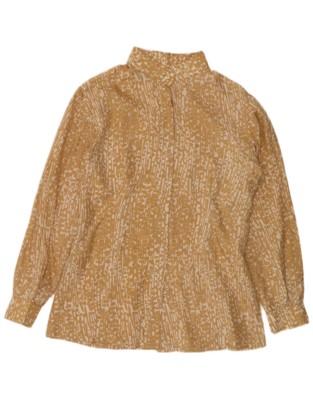 Camicetta camicia vintage da donna UK 12 media gialla maculata