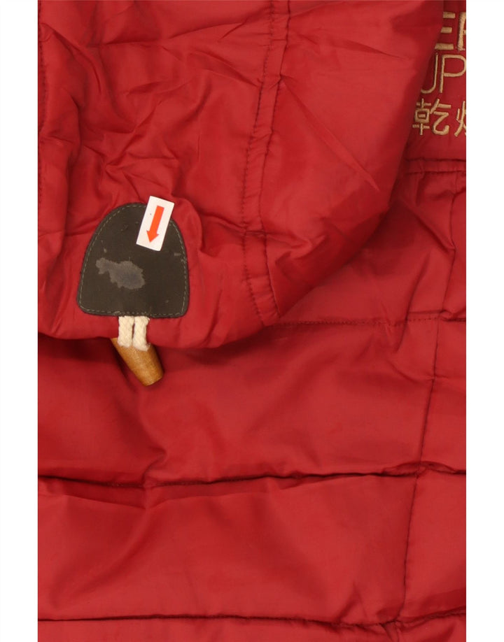 Gilet imbottito con cappuccio da donna SUPERDRY UK 10 piccolo poliestere rosso