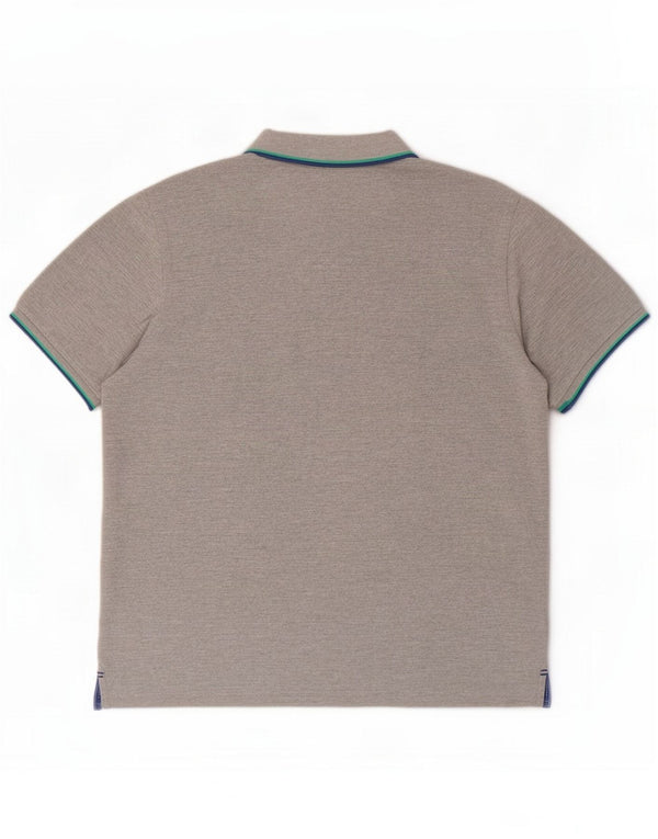 Polo da uomo North Sails in cotone a righe grigio medio