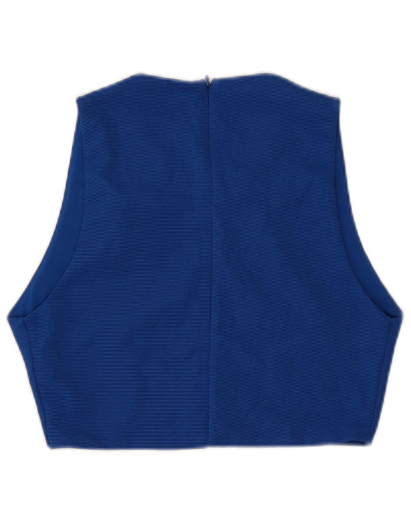 Top corto senza maniche in camicetta da donna Zara UK 14 grande poliestere blu