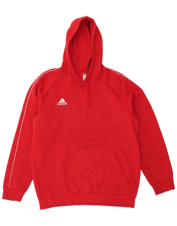 Felpa con cappuccio da uomo Adidas Large rossa in cotone