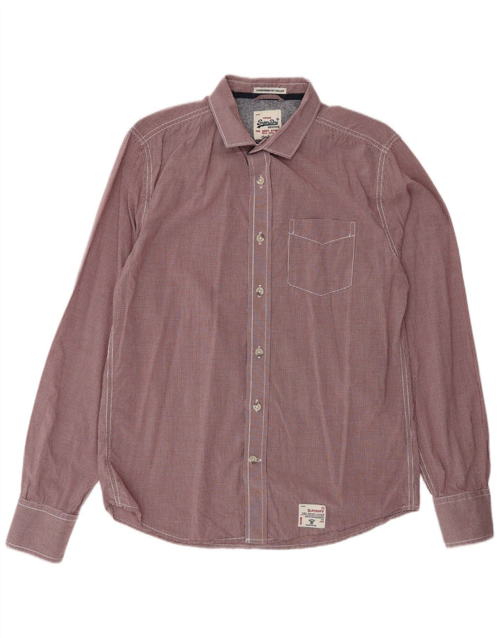 Camicia da uomo SUPERDRY grande in cotone a quadretti rossi