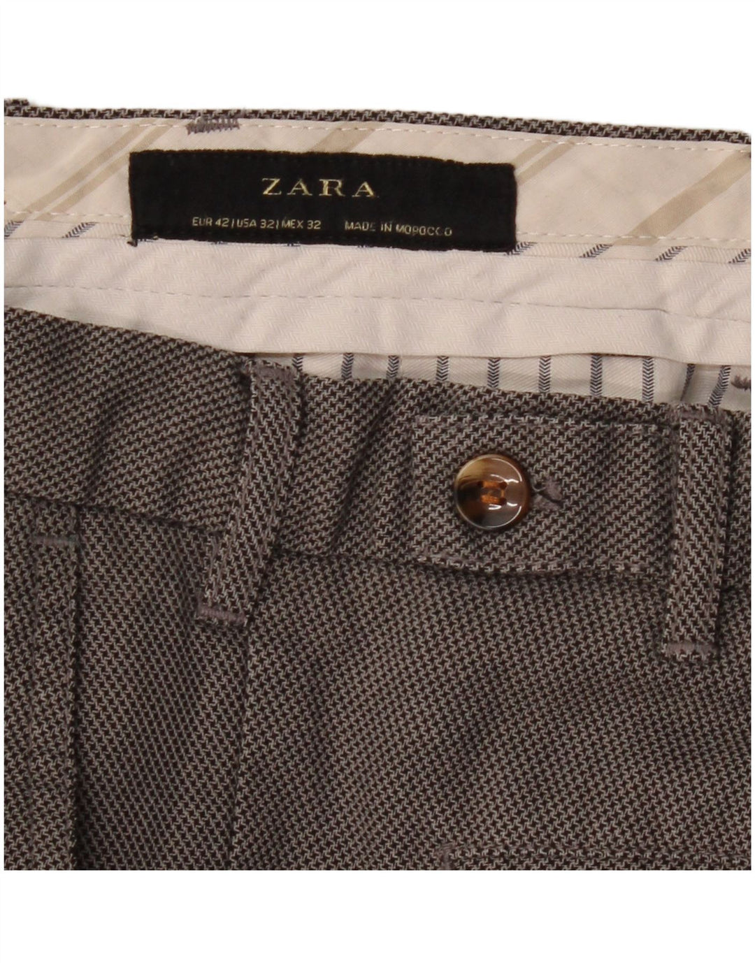 Pantaloni da Abito Slim da Uomo ZARA EU 42 Large W32 L28 Grigio Pied De Poule