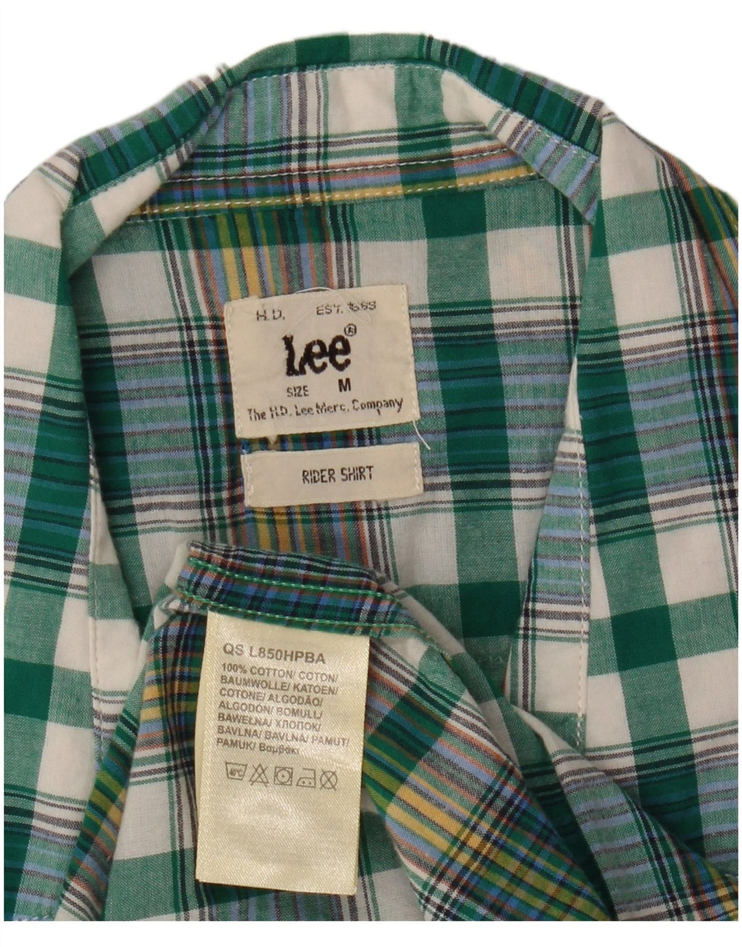 Camicia a maniche corte Lee Rider da uomo in cotone a quadri verde medio
