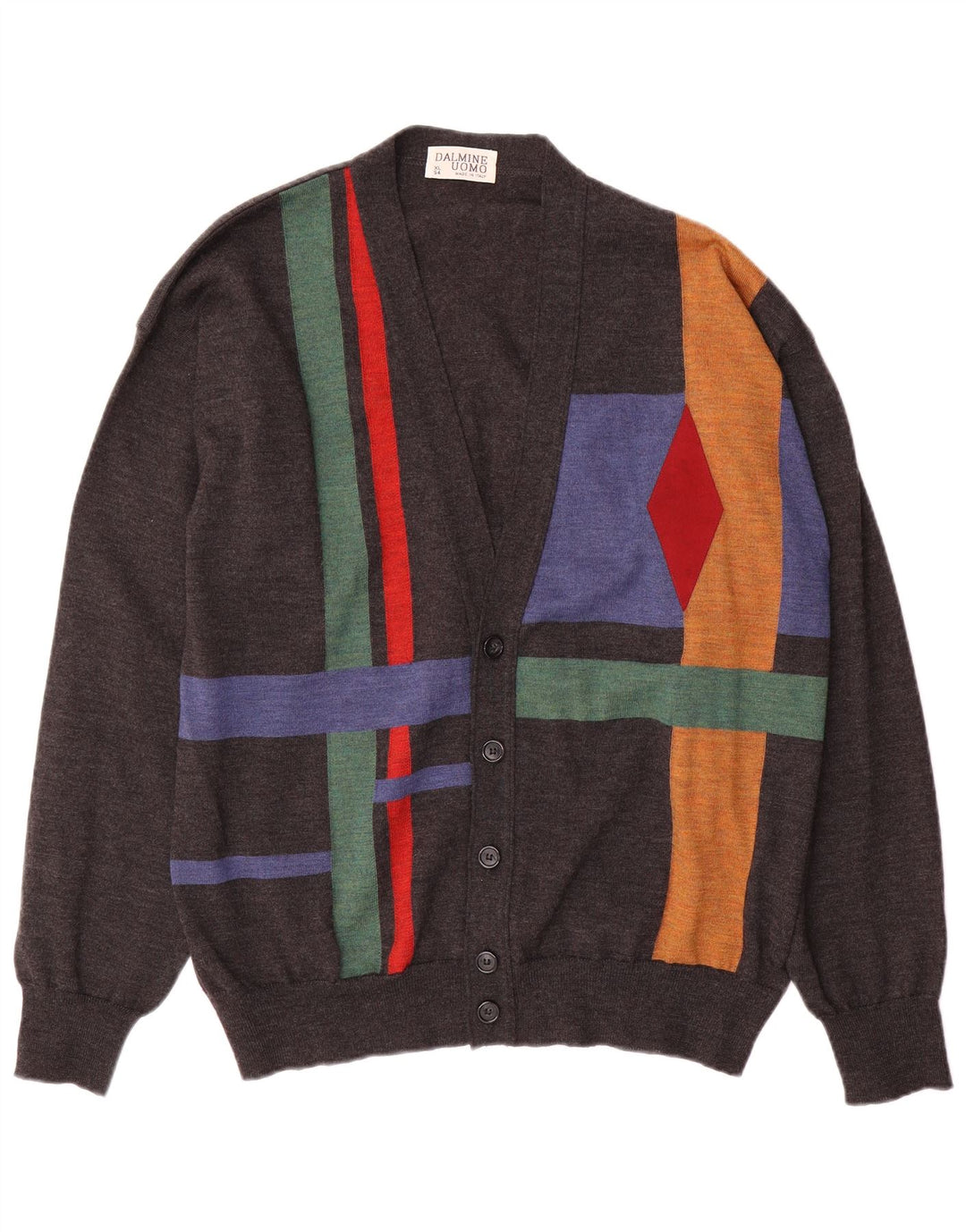 Maglione cardigan da uomo DALMINE IT 54 XL Lana grigio a rombi/diamante