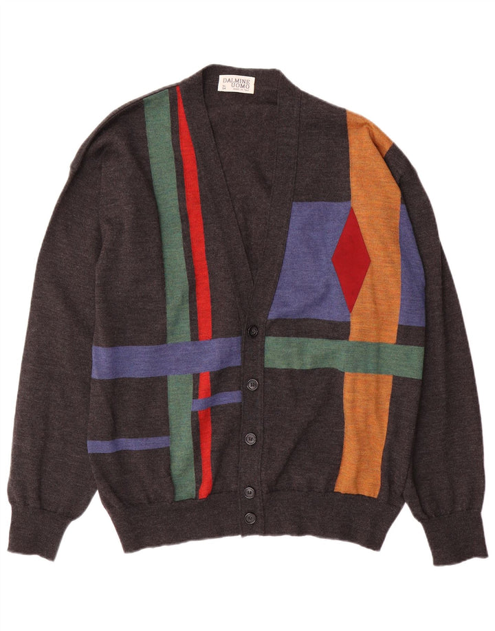 Maglione cardigan da uomo DALMINE IT 54 XL Lana grigio a rombi/diamante