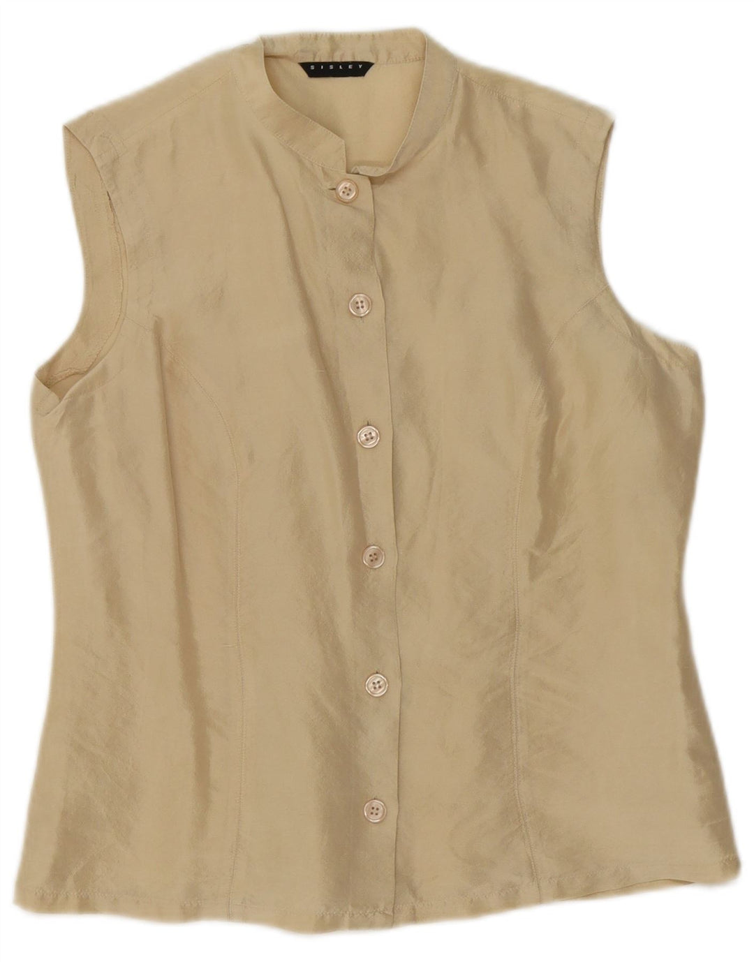Camicetta senza maniche da donna Sisley UK 14 Seta beige medio
