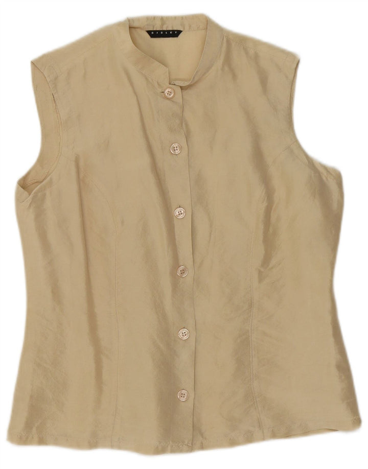 Camicetta senza maniche da donna Sisley UK 14 Seta beige medio