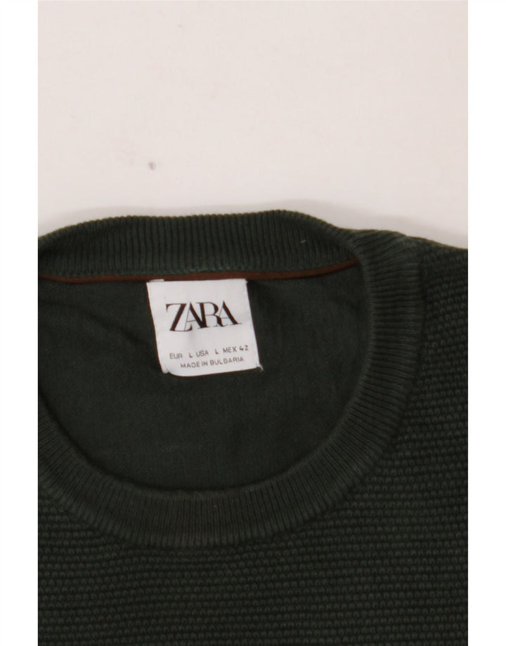 Maglione ZARA da uomo girocollo grande verde