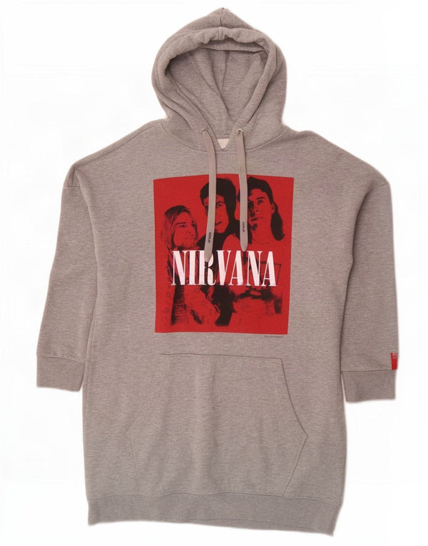 Replay Abito da donna con cappuccio grafico Nirvana UK 10 piccolo grigio chiazzato