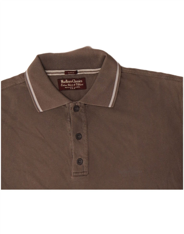 MARLBORO CLASSICS Polo da uomo grande in cotone marrone