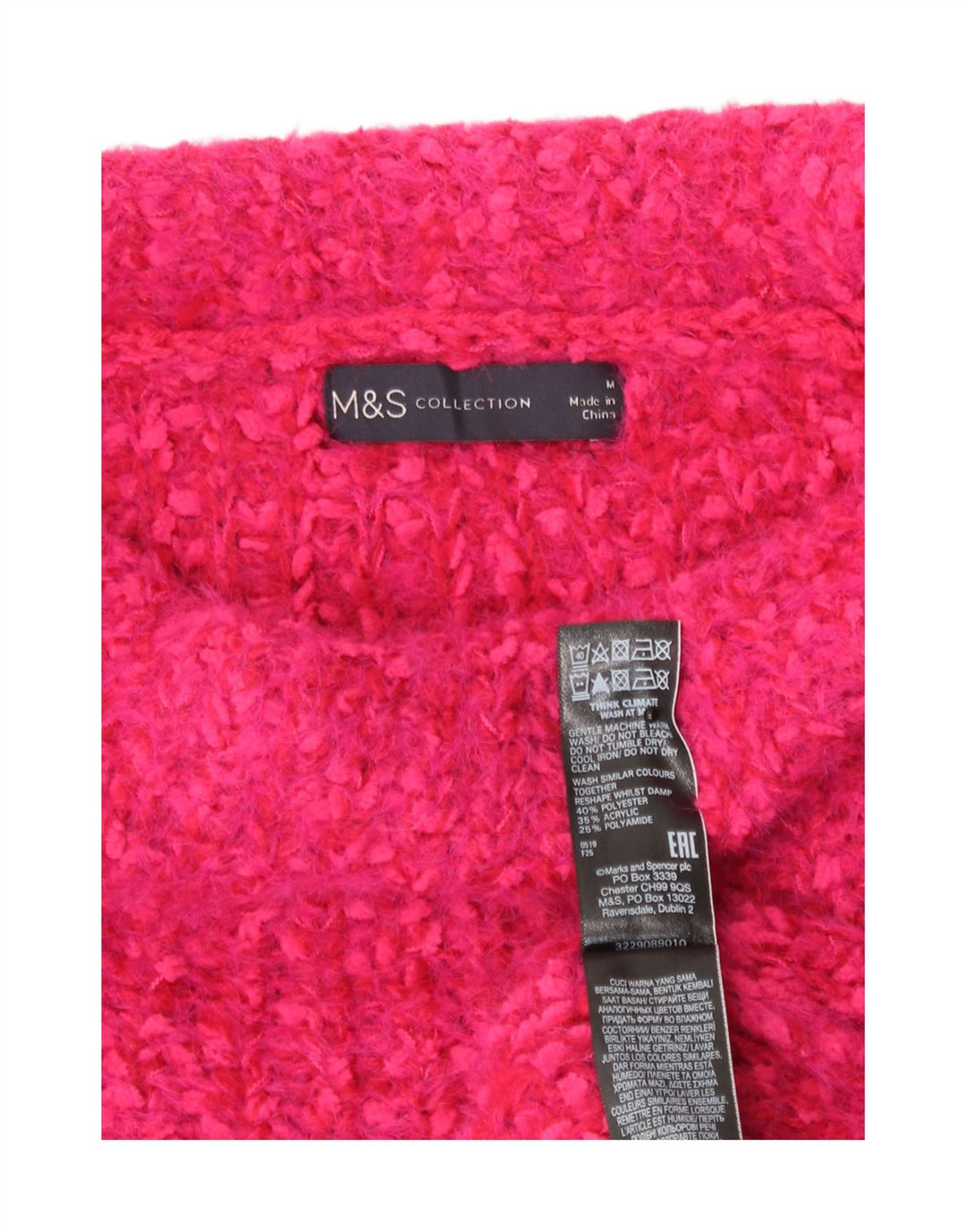 Maglione maglione a collo alto da donna Marks & Spencer UK 14 Rosa medio chiazzato