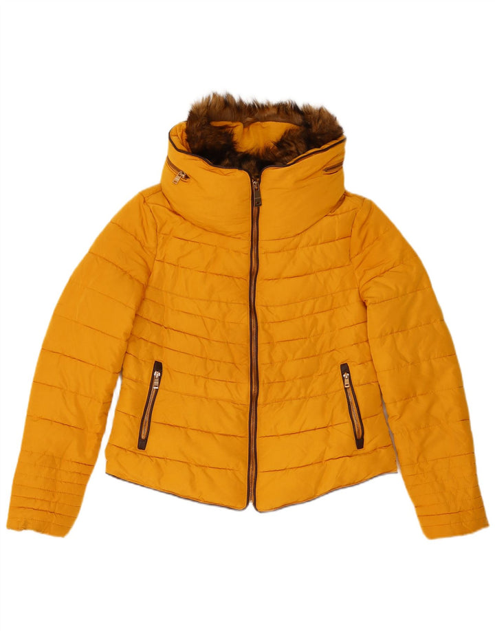 Giacca imbottita con cappuccio da donna Zara UK 16 grande gialla