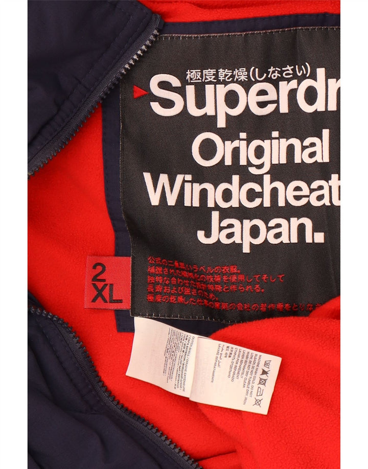 Giacca a vento con cappuccio da uomo Superdry Windcheater UK 44 2XL Blu navy