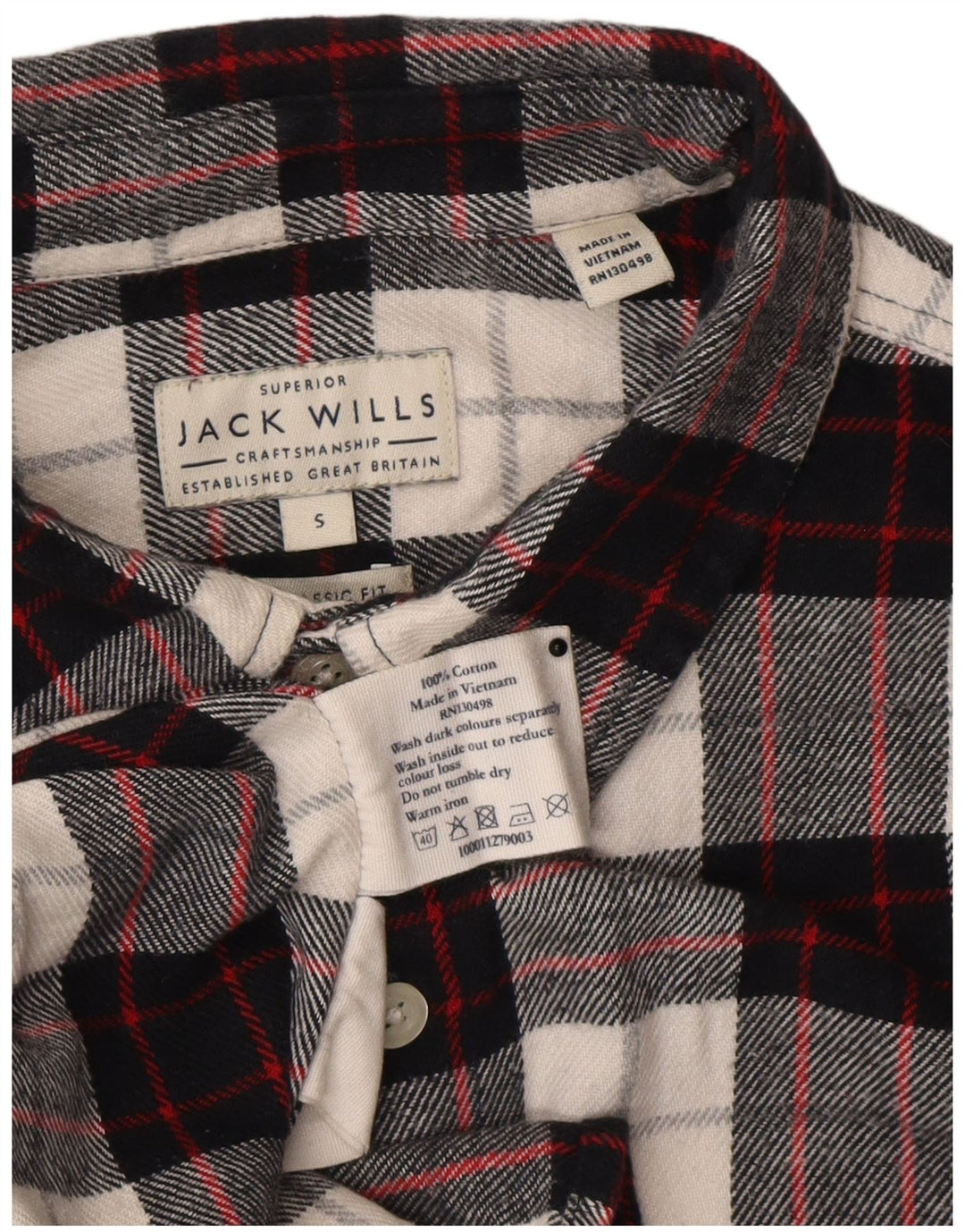 Camicia da uomo in flanella dal taglio classico Jack Wills, piccolo cotone a quadri neri