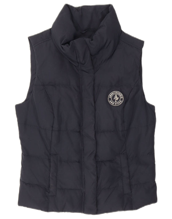 Gilet imbottito da donna Abercrombie & Fitch UK 12 medio in poliestere blu navy