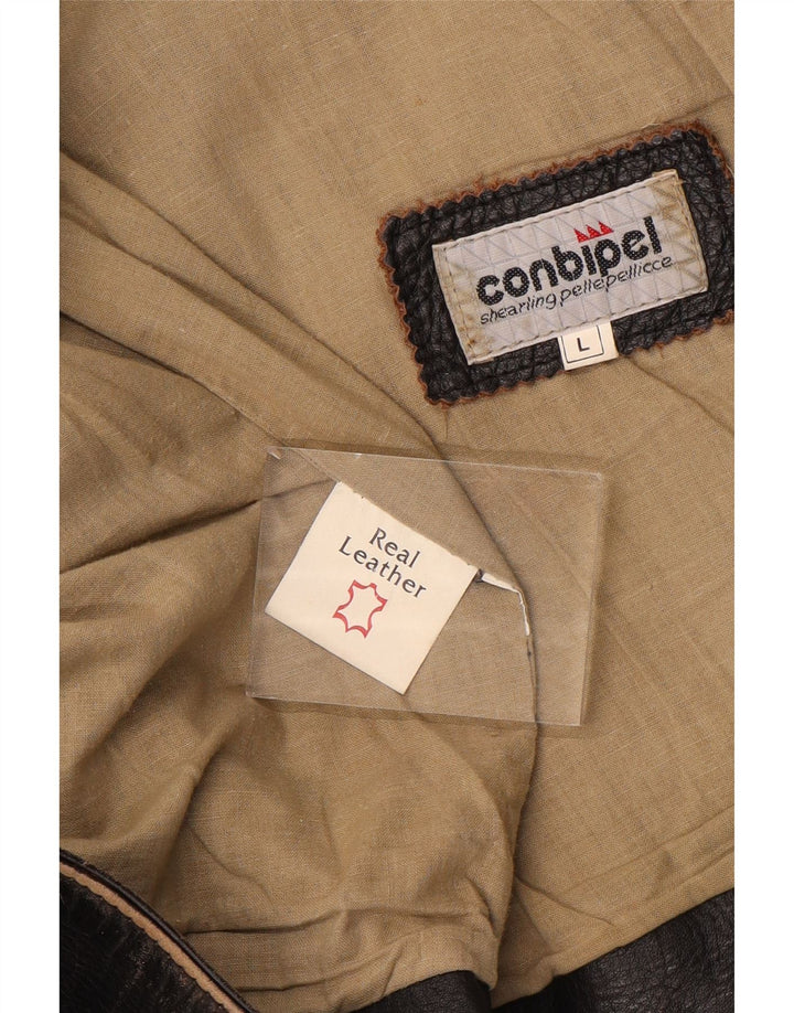 Gilet in pelle da uomo Conbipel UK 40 grande in pelle marrone