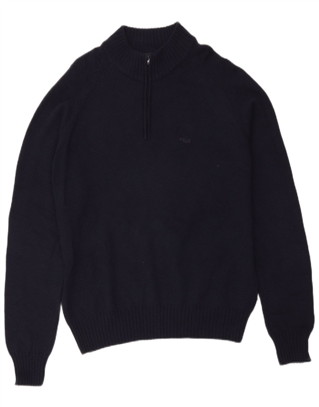 Maglione Fila da uomo con zip e collo, grande, in lana merino blu navy