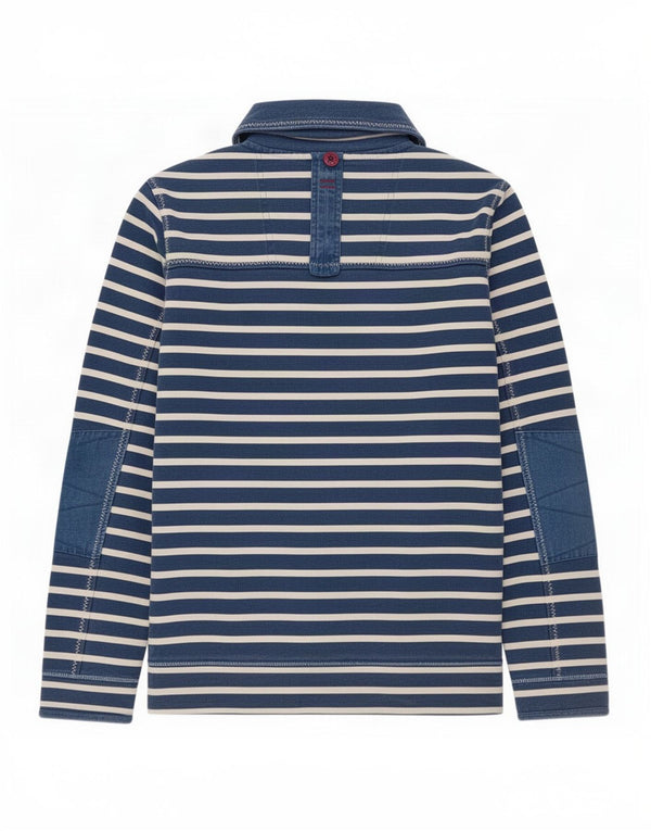 Fat Face Uomo Airlie Zip Neck Felpa Maglione Grande Blu Navy a Righe