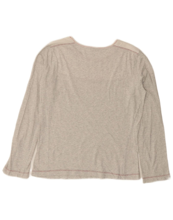 Top grafico da donna FILA manica lunga UK 12 Grigio medio chiazzato