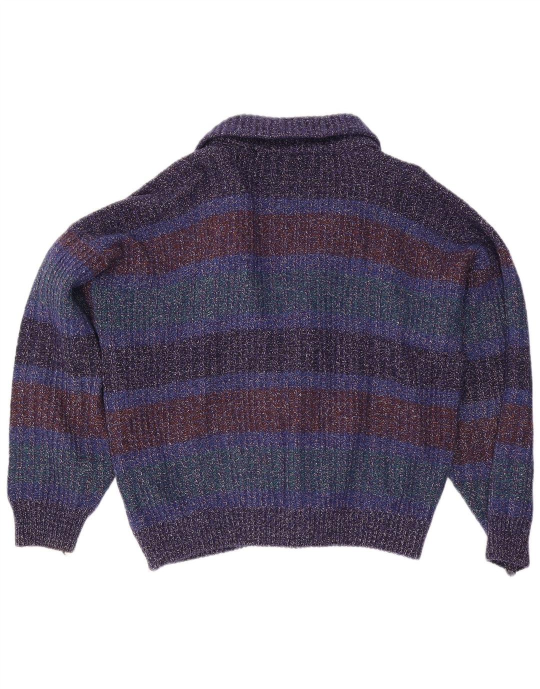 Maglione cardigan da uomo vintage IT 52 grande lana screziata multicolore