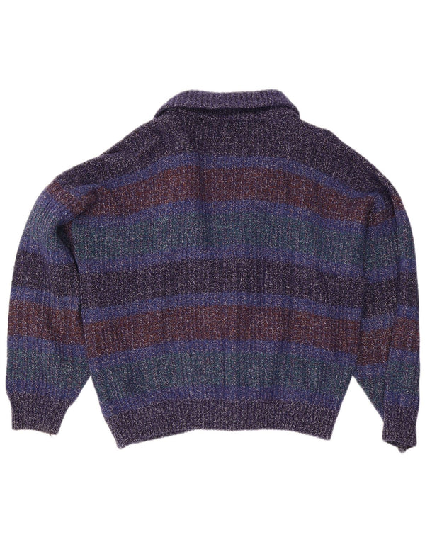 Maglione cardigan da uomo vintage IT 52 grande lana screziata multicolore