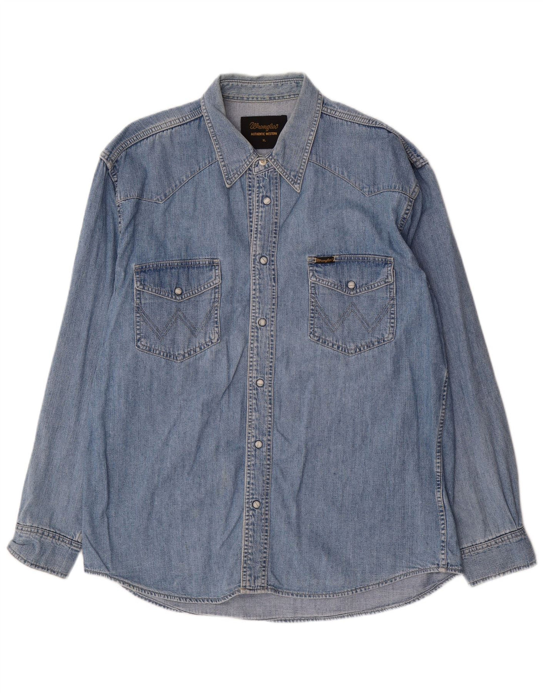 Camicia di jeans da uomo Wrangler XL in cotone blu western